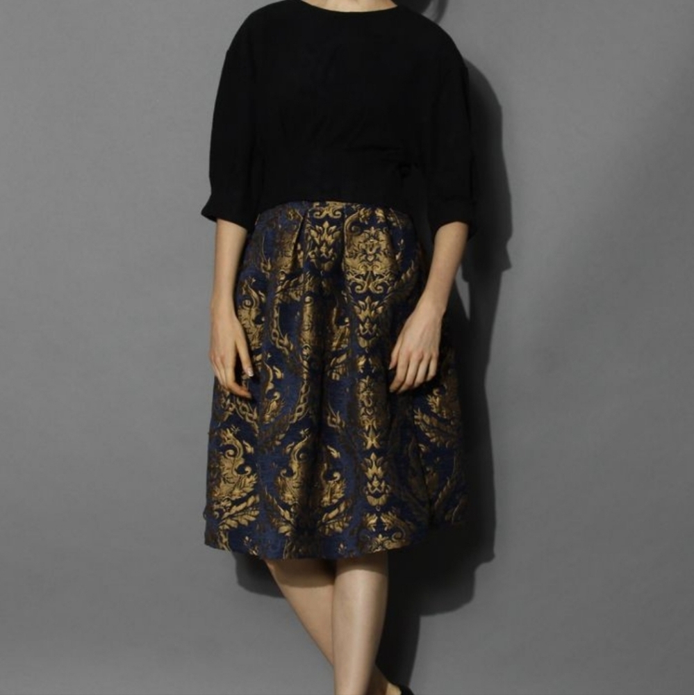 CHICWISH GLORIOUS BAROQUE MIDI SKIRT